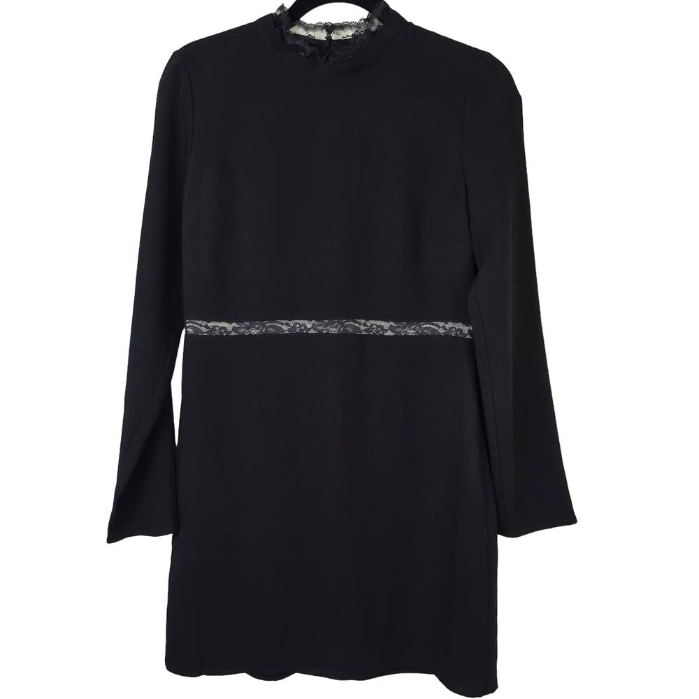 Babaton Cody Dress Women's 4 Black Lace Neckline Waist Dark Romantic Goth Luxe